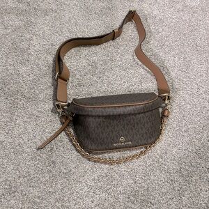 Michael kors brown belt bag with gold hardware